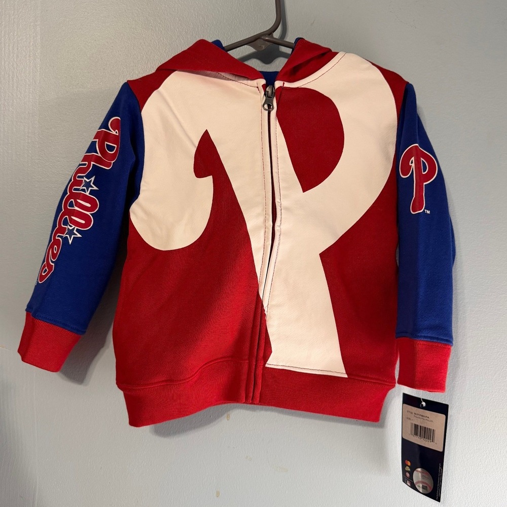 MLB Philadelphia Phillies Toddler 2T Zip Up Hoodie Red Blue 2590